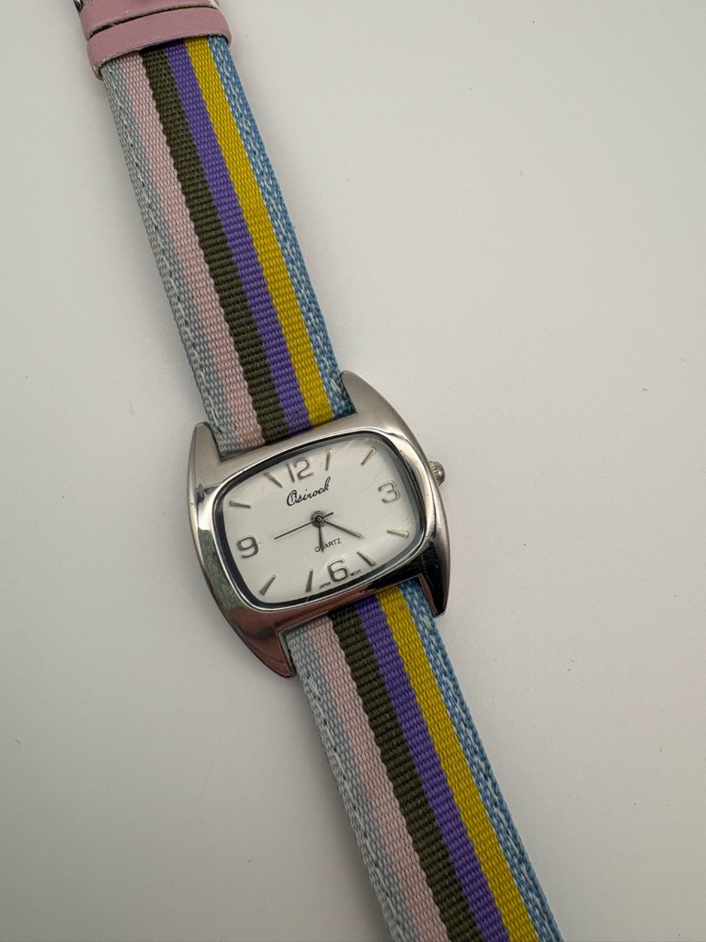 Osirock Retro Rectangle Dial Striped Fabric Band Watch Funky Fun Works!